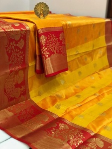 Sari de Seda Viscosa y Algodón Banarasi para Mujer, Tradicional de la India del Sur, para Bodas y Fiestas, con Trabajo Zari y Diseño Moderno - Product Image 2