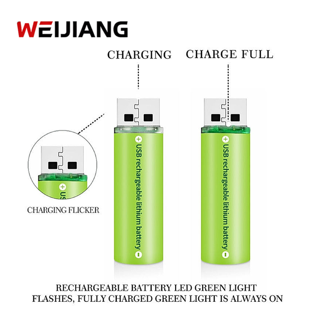 1.5V 1500mWh Rechargeable Li-ion Battery New Trends 2A 3A Type-C Batteries Lithium Ion With Usb Charging Cable