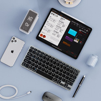 Clavier et souris sans fil 2,4 G double mode mini avec interface USB à plat pour iPad, PC et ordinateur portable