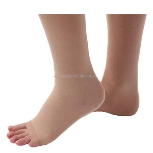 Chaussettes de compression graduées nues en nylon approuvées 15-21mmhg Open Toe Anti Dtv Knee High Compression Socks - Product Image 3