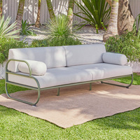 Ensemble de canapé et table basse d'extérieur, style nordique minimaliste, en alliage d'aluminium et teck, personnalisable, meubles d'extérieur, jardins, patios, en plein air