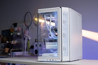 Boîtier d'ordinateur de jeu de bureau Aigo StellarSpark ATX Mid-Tower avec écran FHD 9,16 pouces en verre incurvé, prend en charge les cartes mères BTF et les GPU PC de la série 50