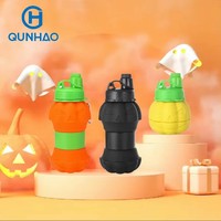 Bouteille d'eau pliable en silicone de qualité alimentaire sans BPA, résistante à la chaleur, lavable au lave-vaisselle et au micro-ondes, réutilisable pour l'extérieur