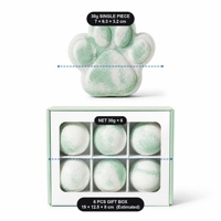 Bombe de bain effervescente personnalisée en forme de patte de chat à l'apple verte naturelle, parfum sucré, coffret cadeau spa pour tous types de peau, OEM ODM 30g