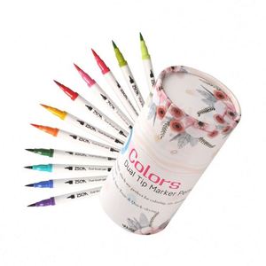 Hot Selling 60pcs Dual Tip Watercolor Drawing Marker Pen Set Colourful Double Head Marker Paper Tube Packaging for Art Creations - Product Image 6