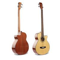 Gitar Bass Akustik Elektrik Empat Senar Berkualitas Tinggi Surpass Music dengan Top Spruce untuk Pemula