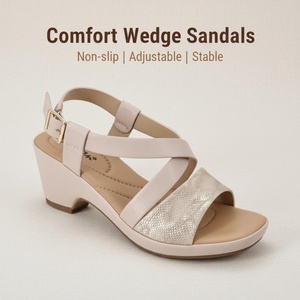 Sandalias Personalizadas Ca415-1 con Plataforma Baja y Tiras Cruzadas, PU y Tela Estampada, para Oficina y Viajes, Mercado Estadounidense - Product Image 6