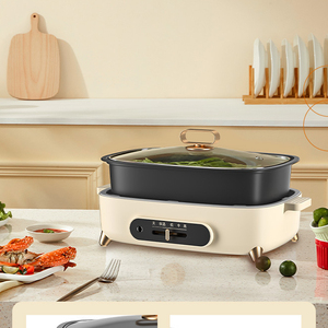 Wajan listrik persegi portabel, panci panas multifungsi, panci memasak rumah tangga, penghemat energi - Product Image 2