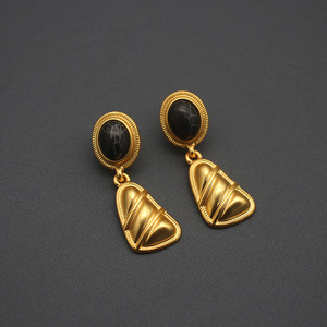 <span class=keywords><strong>Bijoux</strong></span> européens et américains Niche cuivre série rétro pierre collier boucles d'oreilles ensemble vieilli géométrique Vint pour cadeau - Product Image 6