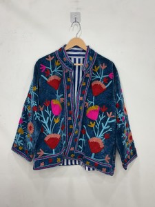 Ethnic Luxury Outerwear Indian Suzani Embroidery <b>Velvet</b> <b>Jacket</b> Suzani Boho Coat Unisex Spring <b>Jacket</b> for Boho Fashion - Product Image 6