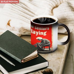 Smooth Round Rim <b>Ceramic</b> <b>Cup</b> 11oz Frosted Black Heat Sensitive Color Changing Magic Mug - Product Image 3