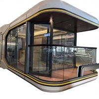 Salle de bain portable à deux chambres, structure en acier, isolée et coupe-vent, entrepôt Apple, maison préfabriquée en capsule spatiale