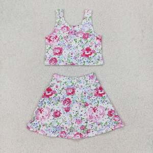 Conjuntos de Skorts Deportivos sin Mangas con Flores para Bebés Niñas, Vestidos a Juego hasta la Rodilla - Product Image 5