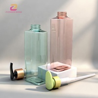 Flacon pompe carré transparent en PET de luxe, conteneur cosmétique vide pour shampoing, gel douche, lotion corporelle, savon pour les mains
