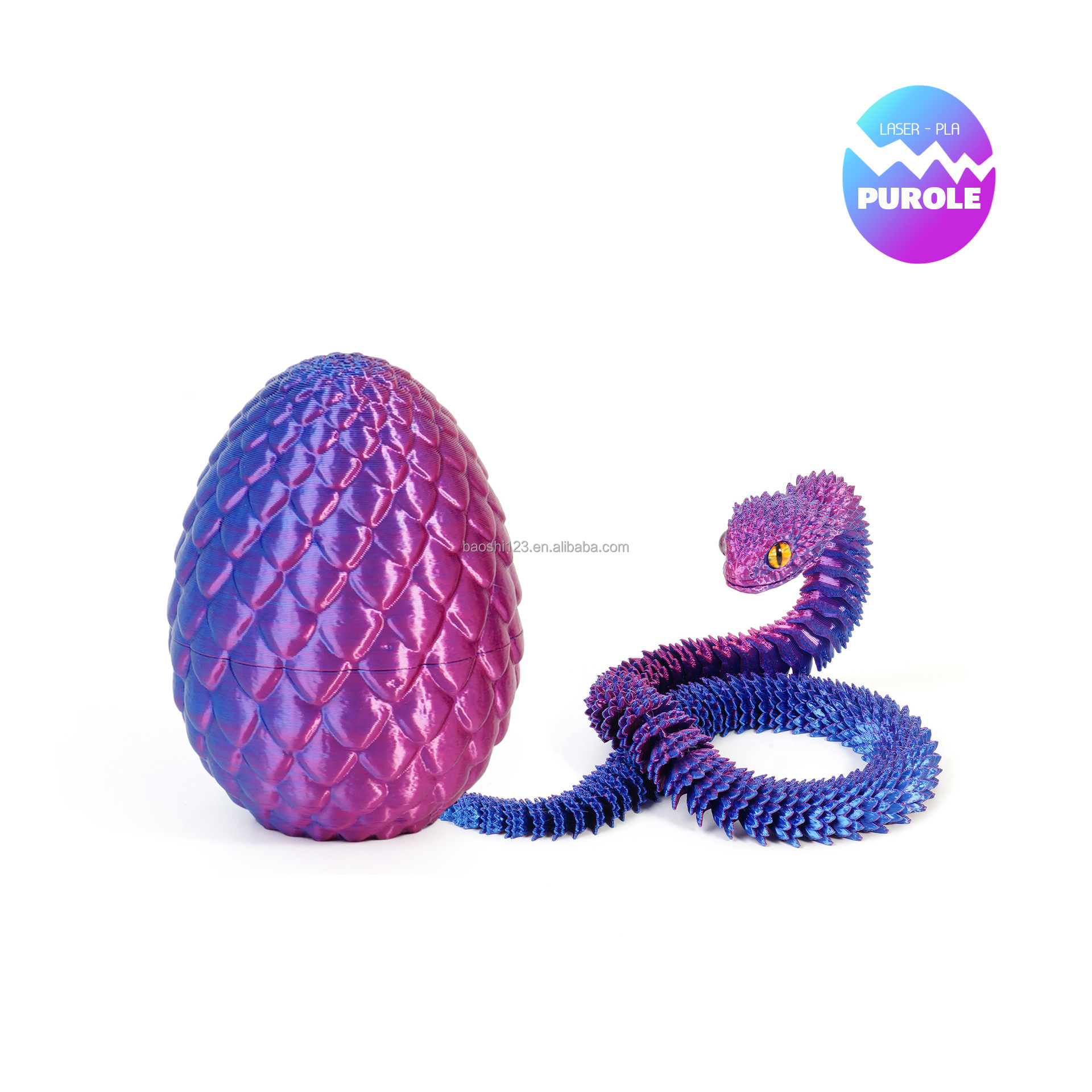 Oeuf de dragon 8,5 cm + Vipère 30 cm - Laser Bleu-Violet