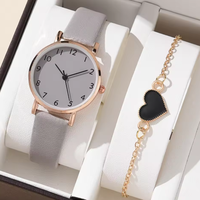 WGS-163 Ensemble de 2 montres pour femmes, montre-bracelet à quartz analogique de luxe en PU, montres-bracelets tendance pour femmes, Relogio Feminino 2025