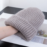 Vente en gros de bonnets en acrylique doux et épais à double couche, en fourrure de lapin, pour l'hiver, unisexes, streetwear, sport
