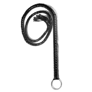 Látigo de cuero negro con anillo de hierro, recto, para juegos de coqueteo, juguetes sexuales BDSM para adultos, para atar el bigote, para pellizcar, equipo de bondage - Product Image 5