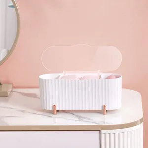 Coperchi incernierati 4 griglie Dispenser di tamponi di cotone separato Organizer per bagno contenitori batuffoli di cotone cuscinetti di cotone supporto Qtip