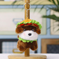 En gros, Ornements suspendus en peluche, Jouets pour chiens, Breloques de sac et Porte-clés en peluche, motifs chien petit hamburger de dessin animé, mignons et adorables