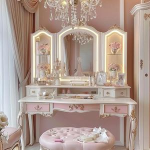 Coiffeuse multifonctionnelle <span class=keywords><strong>de</strong></span> style européen 2026 avec miroir <span class=keywords><strong>et</strong></span> tabouret – Design populaire pour rangement <span class=keywords><strong>de</strong></span> maquillage - Product Image 2