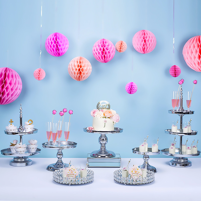 High End Iron Art Metal Gold Cake Stand Tray Supporting Party Snack Dessert Fruit Plate