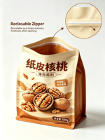 Pochette personnalisable en PE à fond plat octogonal, avec fermeture éclair à ouverture facile, impression HD, étanche à l'humidité, pour emballage alimentaire scellé