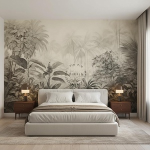 <span class=keywords><strong>Carta</strong></span> da <span class=keywords><strong>Parati</strong></span> Rimovibile Impermeabile con Stampa Digitale di Foglie e <span class=keywords><strong>Alberi</strong></span>, Murale 3D Retrò di Foresta Tropicale. - Product Image 4