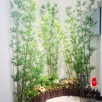 Paravent paysager artificiel d'extérieur/d'intérieur en bambou, mur végétal en plastique, cloison de cour d'hôtel, effet cascade
