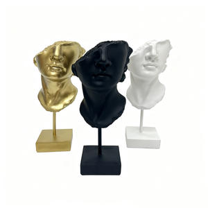 Sculpture en résine de visage brisé artistique, imitation plâtre, 3 couleurs, figure grecque/tête de David, cadeau d'affaires, ornement de bureau, artisanat - Product Image 5