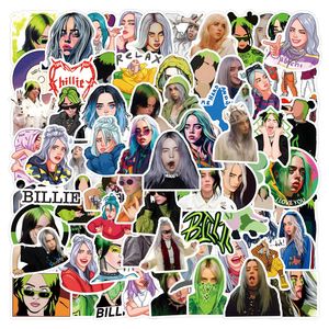 ZY3117C 55 pièces Autocollants décoratifs en vinyle imperméables pour scrapbooking, graffiti, bricolage, guitare, ordinateur portable, bagages, style Billie Eilish - Product Image 1