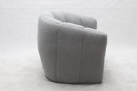 Fauteuil d'appoint en bouclette gris clair, chaise de loisirs moderne rembourrée avec base intégrée, pour salon et hôtel, durable, certifié BSCI