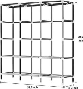 Organisateur de rangement pour vêtements, armoire de rangement pliable, penderie autoportante, armoire en tissu - Product Image 4