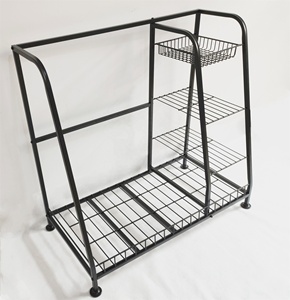 golf bag storage organizer rack black ball sports dual cart iron metal equipment holder club for garage fits 2 heavy duty large