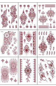 สติกเกอร์ลายเฮนน่า 18 แผ่น กันน้ำ ลายลูกไม้ดอกไม้แมนดาลา และลาย<span class=keywords><strong>สัก</strong></span>มือ สำหรับงานแต่งงาน งานเลี้ยงฉลองสมรส และงานอาบน้ำเจ้าสาว - Product Image 6