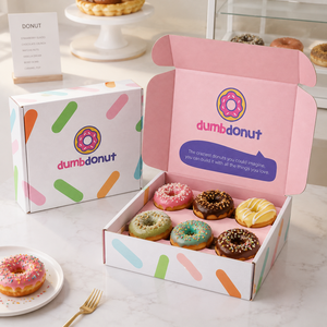 Cajas de Cartón Corrugado para Envíos de Donuts, Impresas a Todo Color, de Grado Alimenticio, Plegables, con Logotipo Personalizado para Donuts, Galletas y Pasteles - Product Image 6