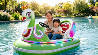 Bateau électrique en forme de cygne, bateau de combat aquatique, bateau tamponneur pour parc d'attractions, lac, parc aquatique, divertissement familial avec lumières LED