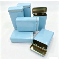 Petite boîte rectangulaire en fer blanc avec charnière pour pansements et jouets pour enfants, cartes à jouer en papier, boîte de rangement en métal, boîte cadeau