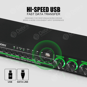 Procesador de Efectos de Audio Debra D-280 con Cable, Reverb, DSP, USB para Interfaz Óptica, Cancelación de Ruido, Luces LED - Product Image 4