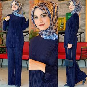 Completo Casual da <span class=keywords><strong>Donna</strong></span> Araba Musulmana, Top e <span class=keywords><strong>Pantaloni</strong></span>, Set Due Pezzi, Abbigliamento Etnico Islamico di Dubai, Elegante Abaya <span class=keywords><strong>Turca</strong></span> con Volant - Product Image 2