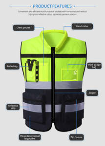 سترة عمل عاكسة مخصصة بشعار أمني للجيولوجيين، ملابس متعددة الجيوب خفيفة الوزن للرجال - Product Image 2