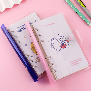 EW-Cuaderno transparente de 6 agujeros, libreta con borde de costura creativa, libro de hojas sueltas de astronauta de conejo - Product Image 1