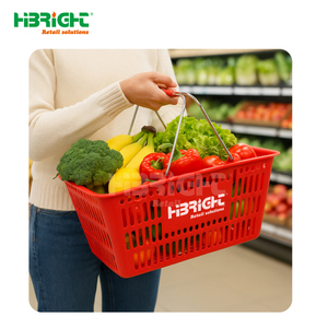Cesta <span class=keywords><strong>de</strong></span> Compras <span class=keywords><strong>de</strong></span> Supermercado <span class=keywords><strong>de</strong></span> 30L <span class=keywords><strong>de</strong></span> Alta Capacidad, Duradera, con Logotipo Personalizado Highbright, <span class=keywords><strong>2</strong></span> Asas <span class=keywords><strong>de</strong></span> Acero, Material Plástico - Product Image 2