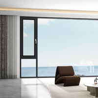 Ventana Abatible de Aleación de Aluminio Personalizada a Precio de Fábrica, Ventanas de Vidrio con Rotura de Puente Térmico de Ahorro Energético, Diseño Moderno para Baño