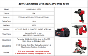 Paquete de Baterías de Iones de Litio de 18V Confiables, 3.0Ah 4.0Ah 5.0Ah 6000mAh 4000mAh 5000mAh, Paquete de Baterías de Repuesto para Herramientas de la Serie <span class=keywords><strong>M18</strong></span> de 18V - Product Image 5