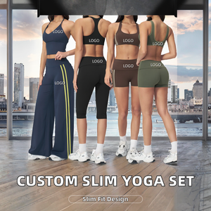 Ensemble de yoga 6 pièces ajusté et élégant avec logo personnalisé, en Spandex/Nylon respirant, taille haute élastique, idéal pour les sports de plein air - Product Image 2