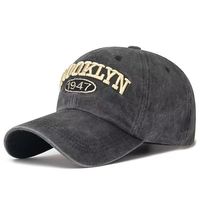 Gorra de Béisbol Vintage de Algodón Lavado, Bordado Brooklyn 1947, Gorra Estilo Dad Ajustable, Gorras de Béisbol Retro Desgastadas para Hombre y Mujer