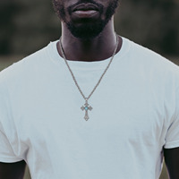 Collier de protection religieux en laiton avec pendentif croix de Jésus, bijoux spirituels de protection en turquoise, vente en gros Changda