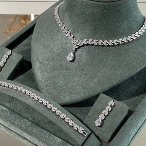 Vietnam Manufacturer Bridal Moissanite Jewelry <b>Set</b> Y-Necklace Earrings <b>Bracelet</b> Ring Sterling Silver Rose Gold Wedding Lady - Product Image 1