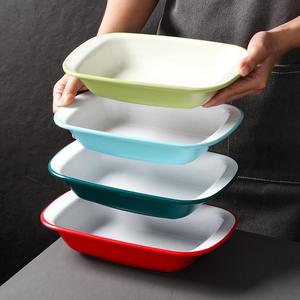 Two Tone Melamine Serving Tray Rectangular With Handle <b>Microwave</b> Safe For Hotel Coffee Tea - Product Image 1